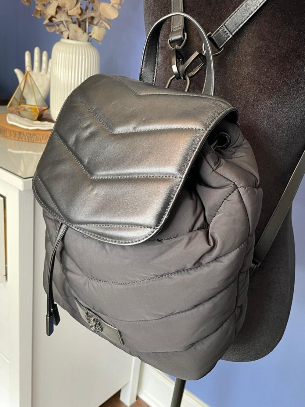 RUDSAK Black Quilted Nylon Leather Backpack Never Used